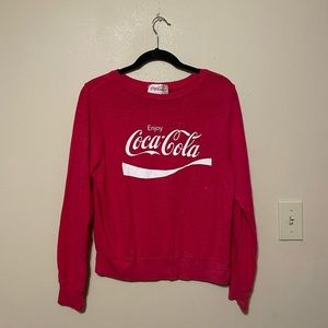 Wildfox X Coca Cola Enjoy Red Sherpa Faux Vintage Crewneck Sweatshirt